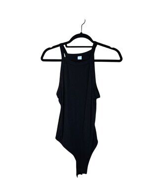 Black Sleeveless Racerback Bodysuit Size M Womens Stretchy Casual Wear